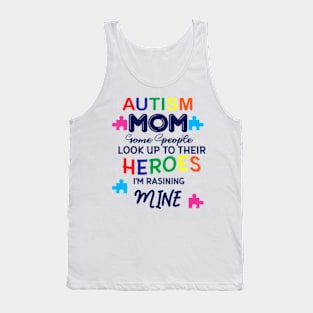 Mom Raising Superhero Puzzle Cool Autism Awareness Tank Top